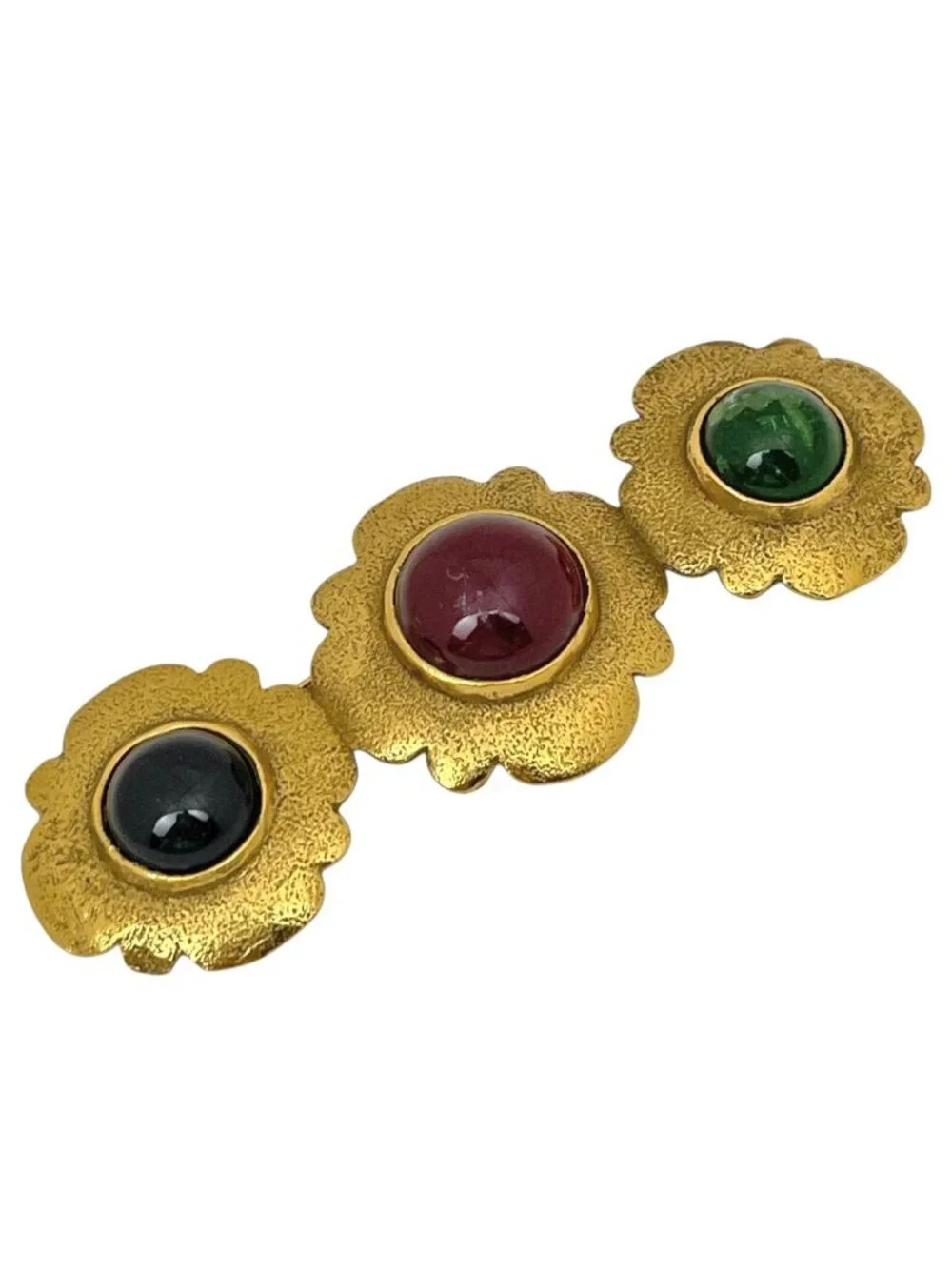 Chanel Brooch Gripoix Color Stone Gold